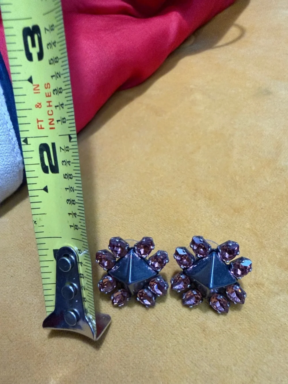 STERLING Purple Crystal Flower Stud Earrings - Women Jewelry - Picture 4 of 4